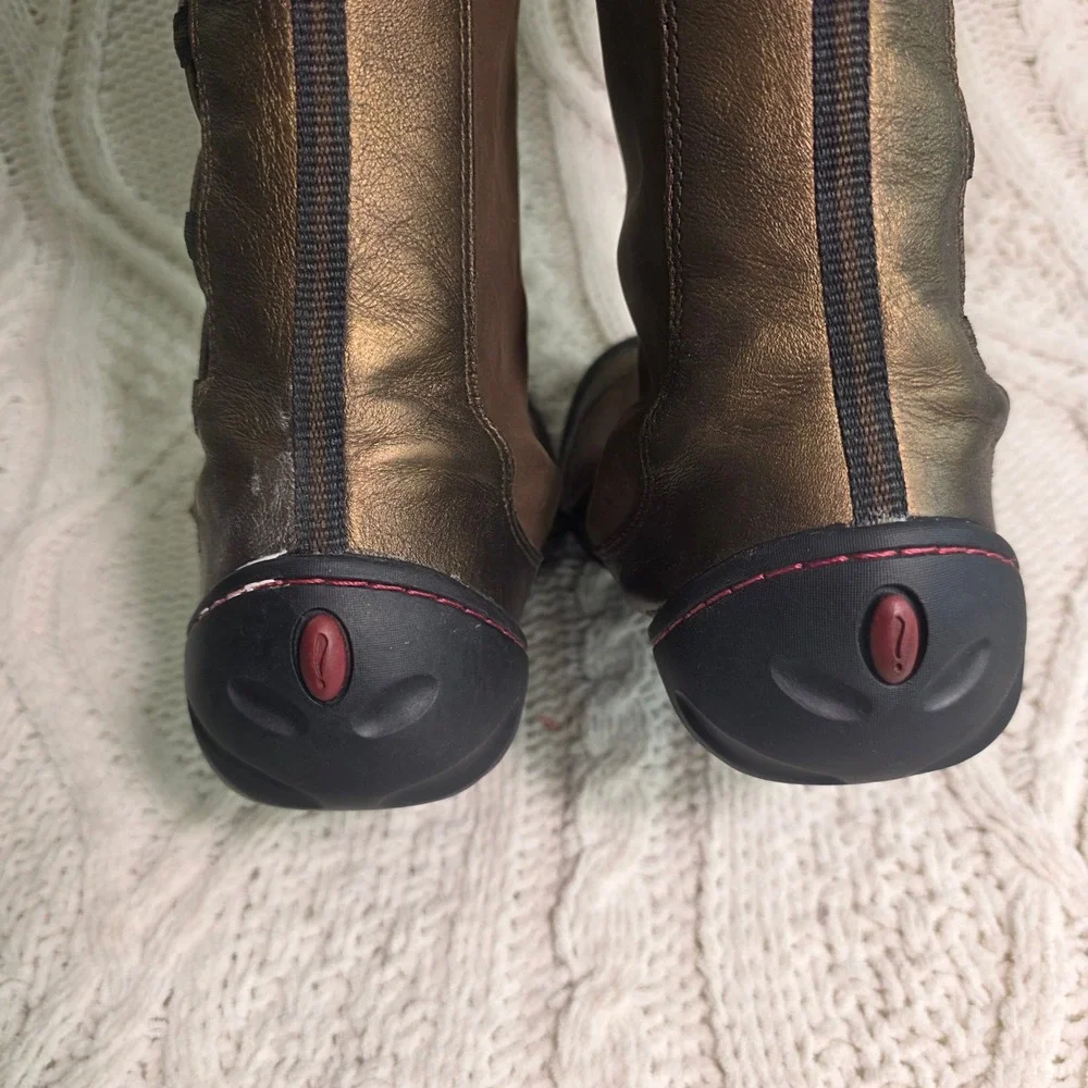 Privo Clarks Winter Boots Brown Leather‎ Bungee Lace Up Waterproof Womens 8M